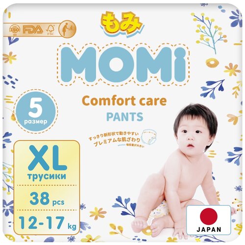 Momi Comfort Care подгузники трусики детские 12-17 кг, размер 5 XL, 38шт