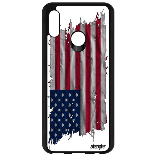 фото Противоударный чехол на мобильный // honor 10 lite // "флаг соединенных штатов на ткани" стиль страна, utaupia, белый