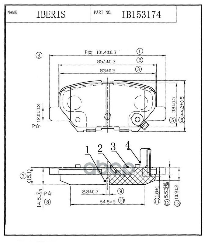 Колодки Тормозные Зад К-Т Mazda 6 Iii (Gj), Asx (Ga_w_), Outlander Iii IBERIS арт. IB153174