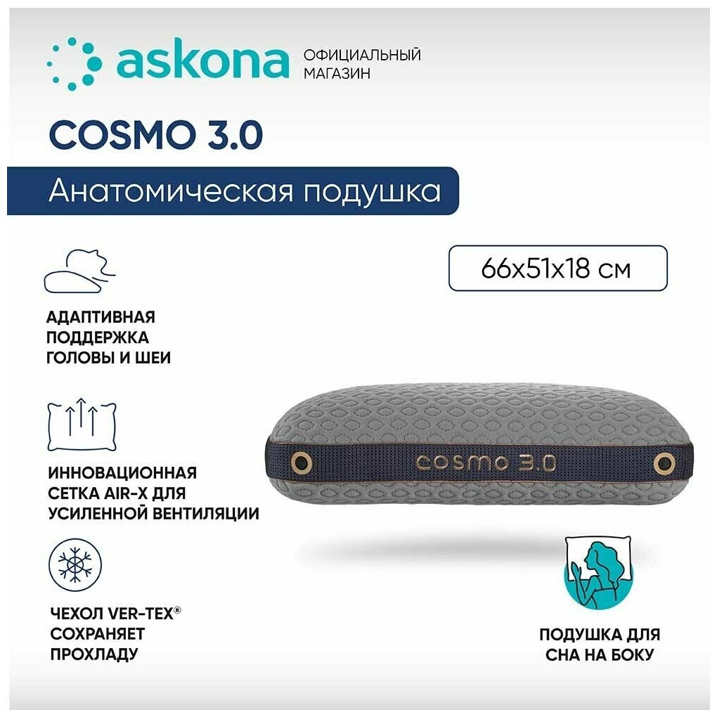 Анатомическая подушка Askona (Аскона) 051*066 Cosmo 3.0