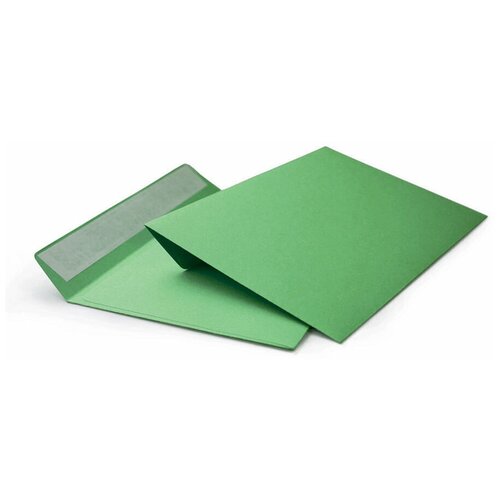 фото Конверты квадратные зеленые c5 160x160, 120г/м2, лента, 100 штук