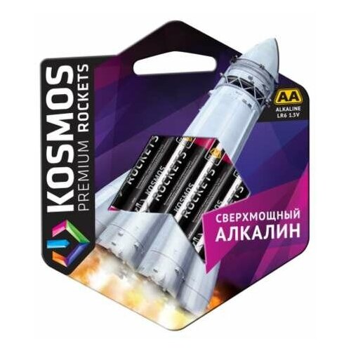 Элемент питания алкалиновый LR6 KOSMOS premium ROCKETS (блист. 4шт) Космос KOSLR6ROCKETS4BL ( 10 упак.) батарейки космос rockets lr6 4шт