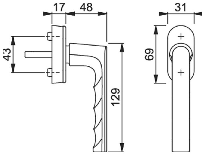 Ручка оконная HOPPE Hamburg (черный матовый), VarioFit, SecuForte