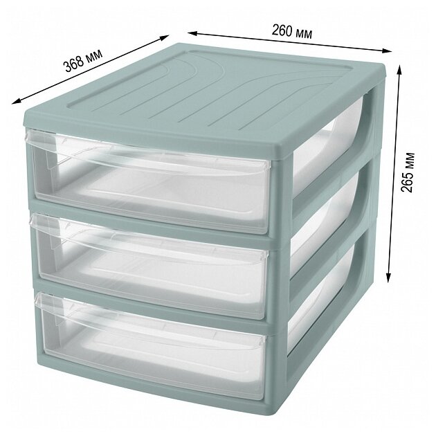 Органайзер, формат А4, 3 ящика, 260х368х265 ММ (Светло-голубой) - фотография № 3