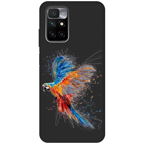 Матовый Soft Touch силиконовый чехол на Xiaomi Redmi 10, Сяоми Редми 10 с 3D принтом Colorful Parrot черный матовый soft touch силиконовый чехол на xiaomi redmi 12 сяоми редми 12 с 3d принтом colorful parrot черный