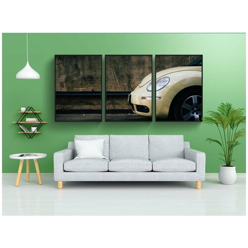 фото Набор модулных постеров для интерьера "асфальт, жук, машина" 60x90 см. в тубусе, без рамки lotsprints