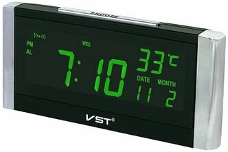 Часы-Будильник Говорящие Настольные Электронные VST 731W-4, зеленые