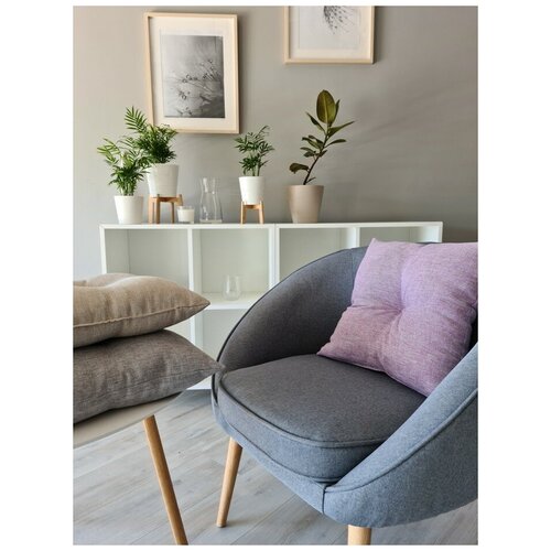 Подушка 43х43 см, с имитац.пуговиц с тафтингом, сиреневый