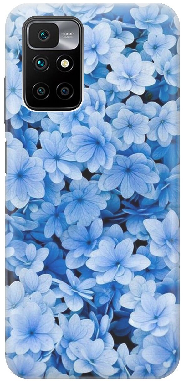 Силиконовый чехол Голубые цветочки на Xiaomi Redmi 10 / Сяоми Редми 10