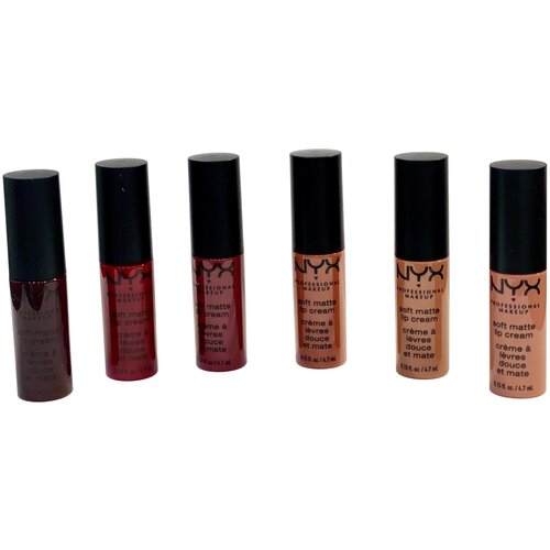 Купить NYX professional makeup набор помад для губ Soft Matte Lip Cream, оттенок красный/бежевый, бежевый/красно-коричневый/красный/светло-бежевый/темно-бежевый/розовый