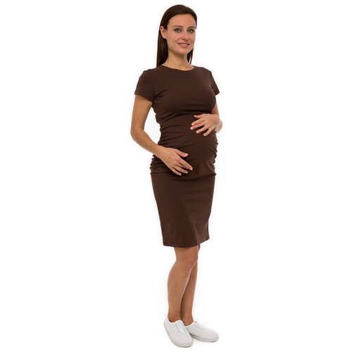 Платье Lunarable для беременных с коротким рукавом коричневый, размер 48(L)