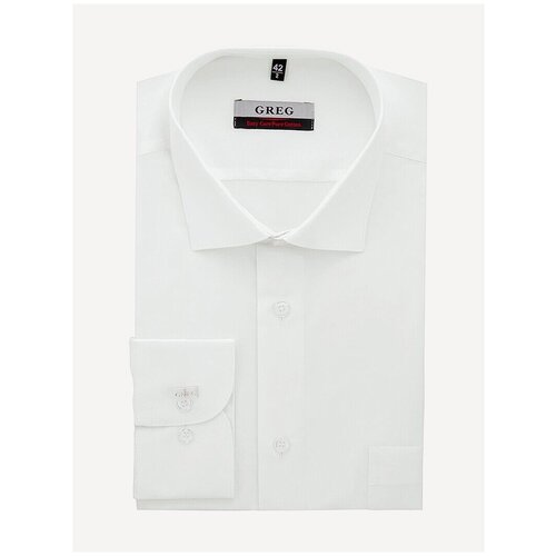Рубашка мужская длинный рукав GREG 113/191/8306/Z_GB, Полуприталенный силуэт / Regular fit, цвет Белый, рост 174-184, размер ворота 44 белый  