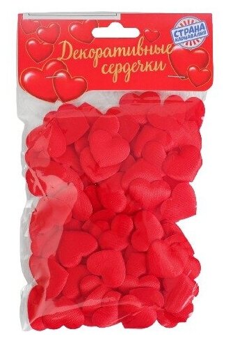 Сердечки декоративные, набор 100 шт, 2 см, цвет красный