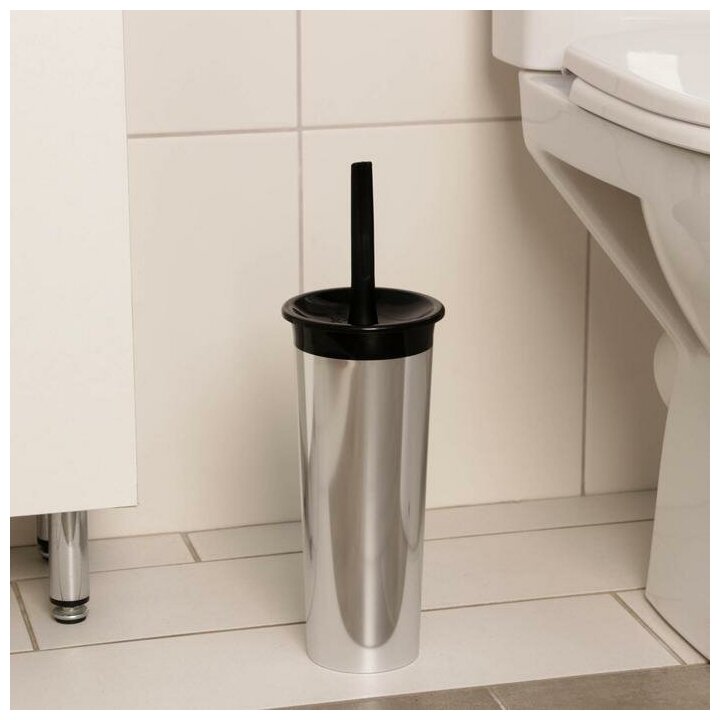Комплект для туалета Rambai: ёршик с подставкой, 11,5×11,5×28 см, цвет чёрный