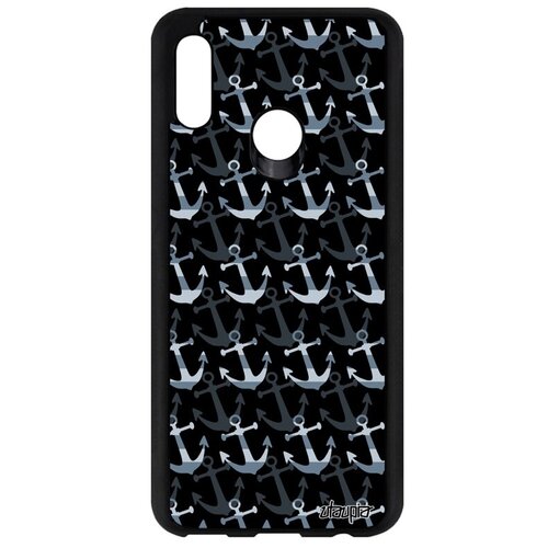фото Яркий чехол на смартфон // huawei p smart 2019 // "якорь" тельняшка море, utaupia, темно-серый
