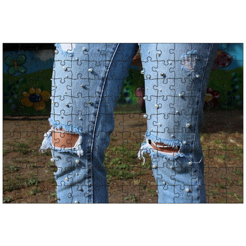 фото Магнитный пазл 27x18см."джинсы, брюки, одежда" на холодильник lotsprints