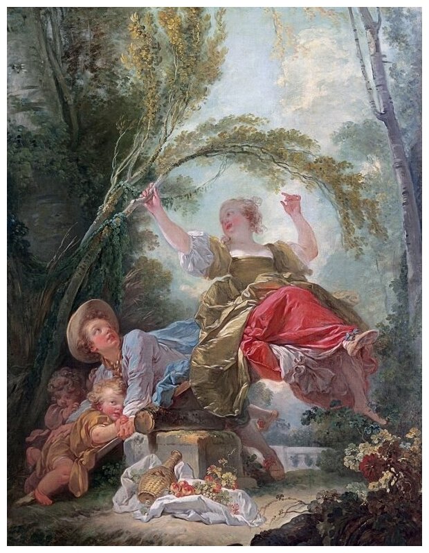 Репродукция на холсте Качели №3 Фрагонар Жан Оноре 30см. x 39см.