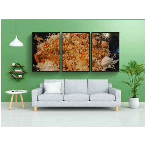 фото Набор модулных постеров для интерьера "рисовая кастрюля, блюдо из риса, вок" 60x90 см. в тубусе, без рамки lotsprints