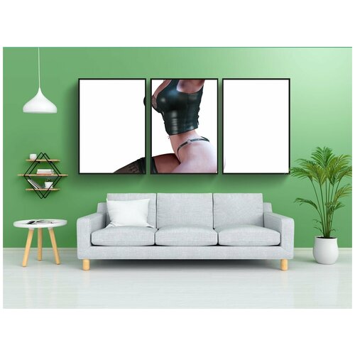 фото Набор модулных постеров для интерьера "женщина, корсет, шланг" 60x90 см. в тубусе, без рамки lotsprints