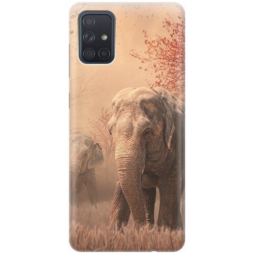 фото Силиконовый чехол на samsung galaxy a71 / самсунг а71 с принтом "закатный песочный слон" gosso
