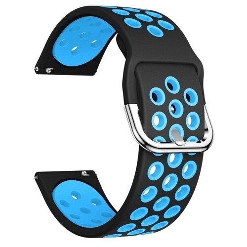 силиконовый ремешок grand price для huawei watch 3 3 pro samsung amazfit watch etc черный 22 мм Силиконовый ремешок для часов Sаmsung Galaxy watch/Amazfit Pace/Stratos 1/2/2s/GTR 47 мм/Sport Watch, 22 мм, черный с голубым.