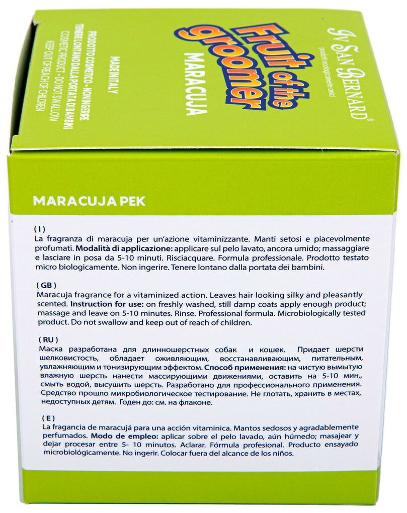 Маска Iv San Bernard Fruit of the Groomer Maracuja, восстанавливающая для длинной шерсти с протеинами 1 л - фотография № 3