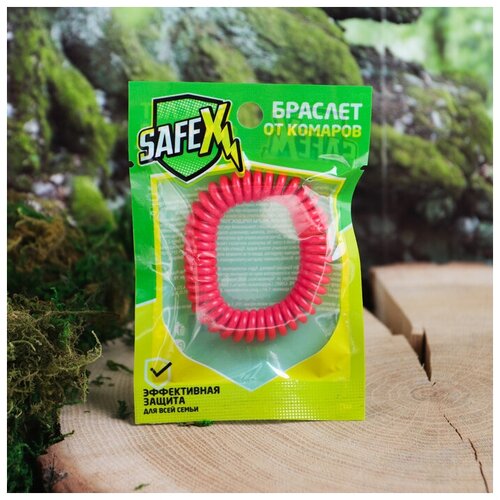 Браслет антимоскитный SAFEX, пружинка, №2, красный, 1 шт.