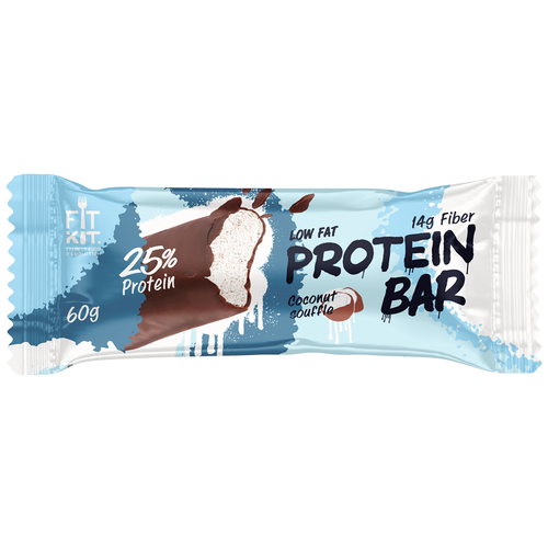 FIT KIT Protein Bar 60 г (Кокосовое суфле) fit kit extra protein bar банановый фламбе 5шт по 55г протеиновый батончик с начинкой без сахара с аллюлозой