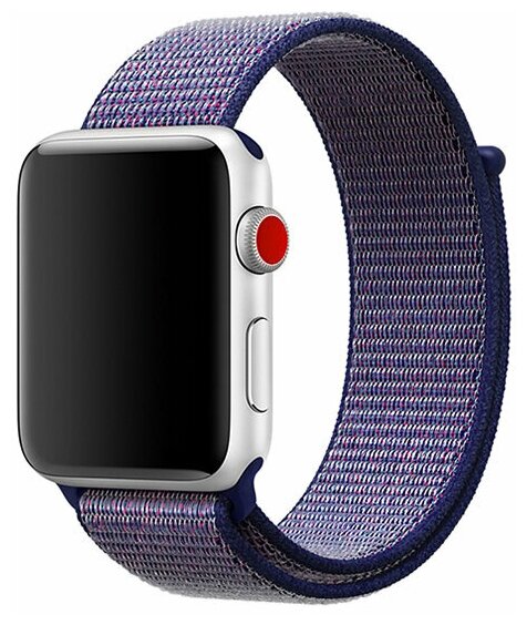 Нейлоновый ремешок для смарт часов Apple Watch series 1-7 и Эпл Вотч SE 38-41 mm / Сменный тканевый ремешок для Эппл Вотч на липучке (Фиолетовый)