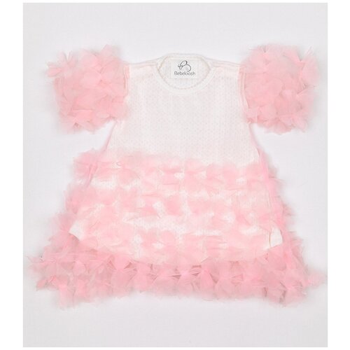 фото Нарядное розовое платье, трансферли с рюшами 22 (68-74) 3-6 мес. clariss
