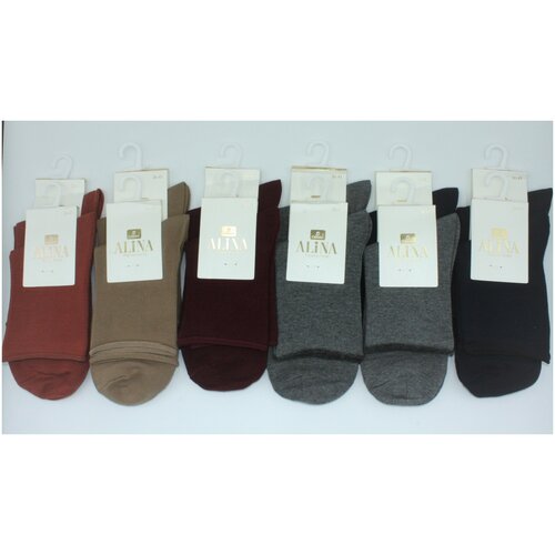 фото Носки женские alina zb009 /12пар , серые, черные, бордовые, бежевые, морковные, размер 36-41