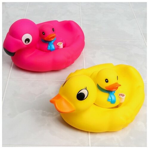 Набор резиновых игрушек для ванны «Фламинго. Уточка», 2 шт, с пищалкой, виды микс, Крошка Я