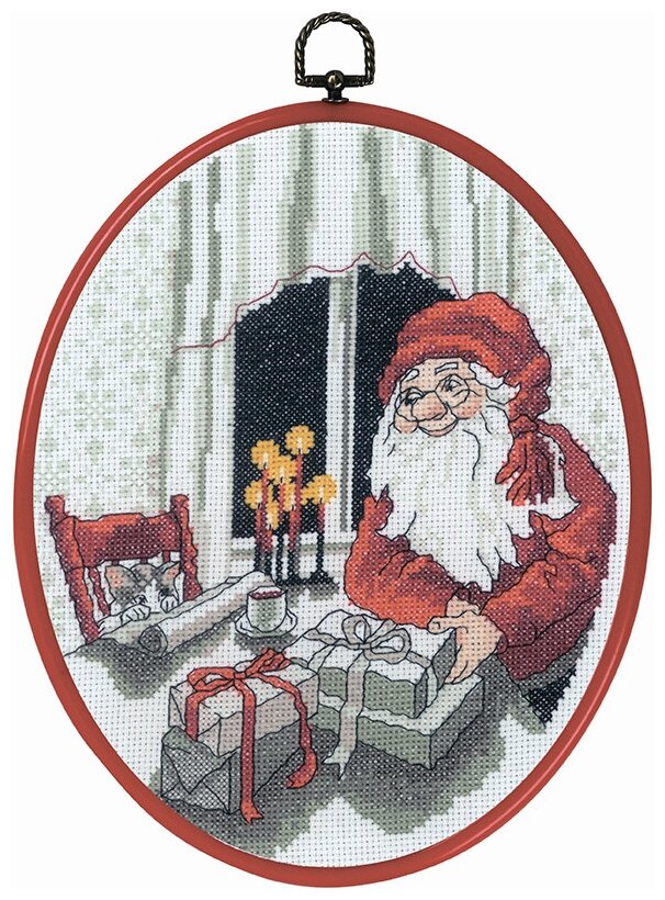 Набор для вышивания Санта и кот 20 х 26 см PERMIN 92-0621