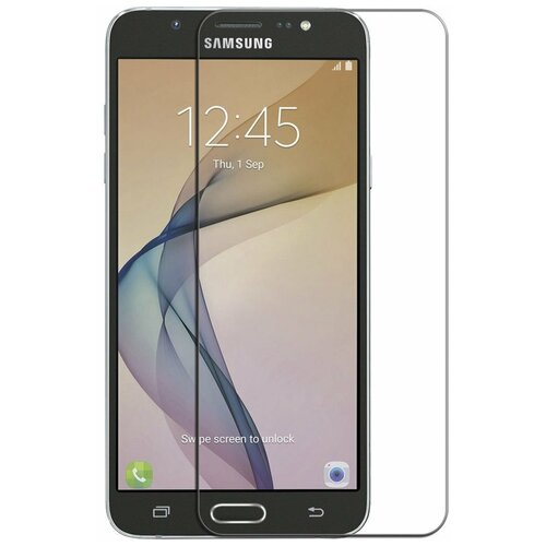 Противоударное защитное стекло 2.5D для Samsung Galaxy J7 Prime / Самсунг Галакси Джей 7 Прайм (без рамки, прозрачное, на плоскую часть экрана)