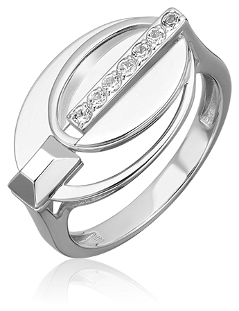 Кольцо PLATINA, белое золото, 585 проба, родирование, топаз, размер 16, серебряный