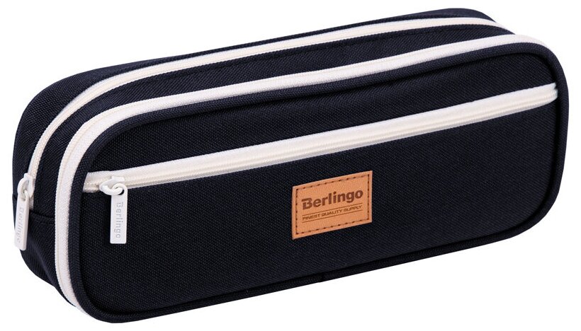 Пенал мягкий 2 отделения, 1 карман, 220×80×50мм, Berlingo «Classic black», полиэстер, внутр. органайзер