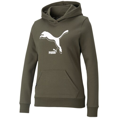 фото Толстовка puma power logo hoodie fl зеленый xs 58954144