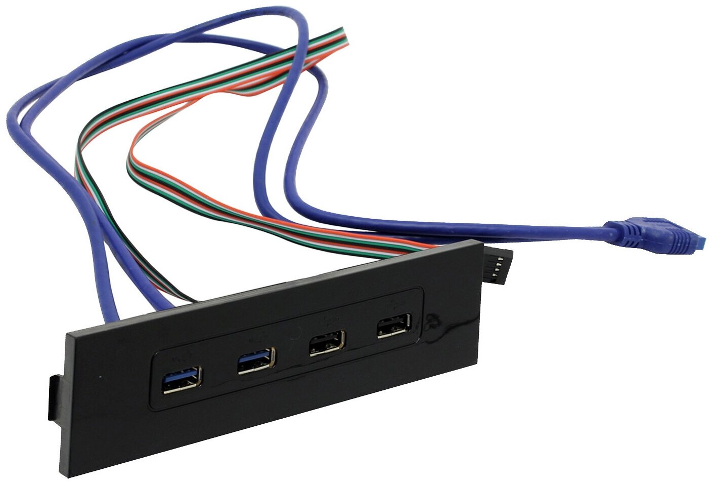 Планка USB на переднюю панель ExeGate U5H-614, 5.25", 2*USB+2*USB 3.0, черная, подсоед. к MBEX269460RUS