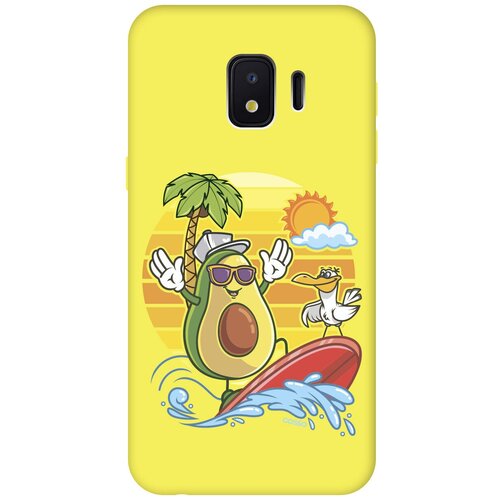 фото Силиконовая чехол-накладка silky touch для samsung galaxy j2 core с принтом "avocado surfer" желтая gosso