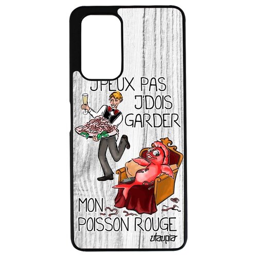 фото Противоударный чехол на смартфон // xiaomi redmi note 10 pro // "не могу - у меня красная рыбка!" принт прикольный, utaupia, светло-серый