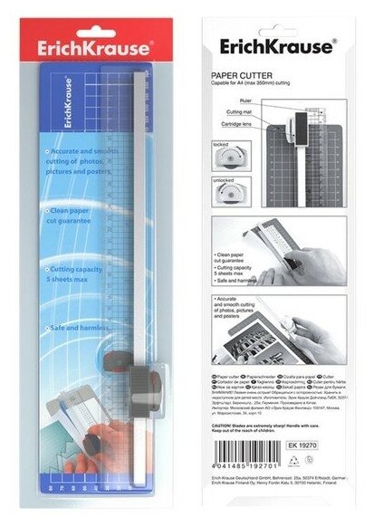 Резак роликовый A4 5л 350мм, в блистере с ковриком, ErichKrause 19270 2942386