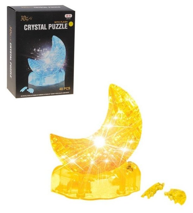 Пазл 3D кристаллический «Месяц», 48 деталей, световые эффекты, работает от батареек, микс. "Микс" - один из товаров представленных на фото, без возможности выбора.
