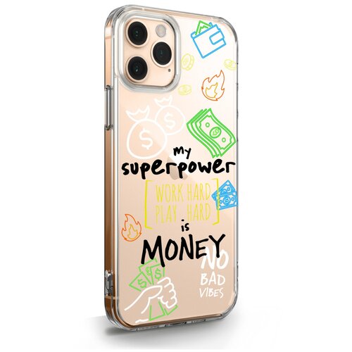 фото Прозрачный силиконовый чехол musthavecase для iphone 11 pro my superpower is money для айфон 11 про противоударный