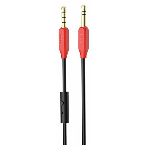 Кабель AUX, Jack 3,5mm(m) - Jack 3,5mm(m) HOCO UPA12, 1.0м, микрофон, цвет: красный аудио кабель hoco upa12 aux с микрофоном 1 0м черный