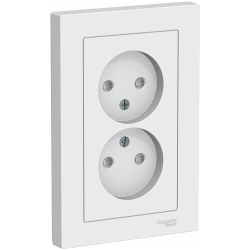 SE AtlasDesign Бел Розетка б/з двойная, со шторками, 16А, в сборе (комплект 3шт)