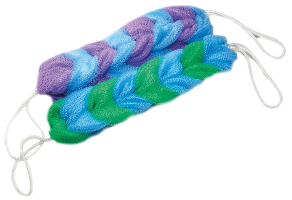 фото Мочалка для тела косичка Мистер Бульк ( нейлоновая с ручками)- набор из 2 мочалок : аксессуары для ванной, для душа