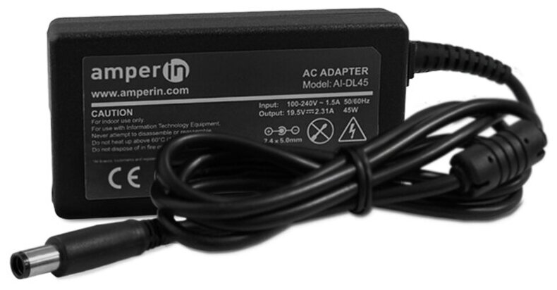 Блок питания (сетевой адаптер) Amperin AI-DL45 для ноутбуков Dell 19.5V 2.31A 45W 7.4pin