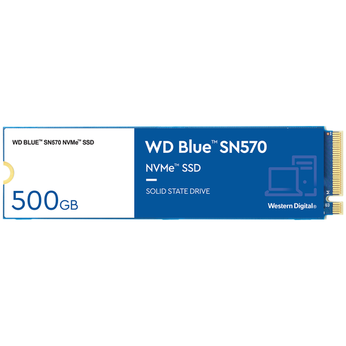 Твердотельный накопитель Western Digital WD Blue SN570 NVMe 500 ГБ M.2 WDS500G3B0C накопитель netac nv3000 nt01nv3000 250 e4x ssd m 2 250gb pci e x4 чтение 3000 мб сек запись 1400 мб сек 3d nand nvme 150 tbw