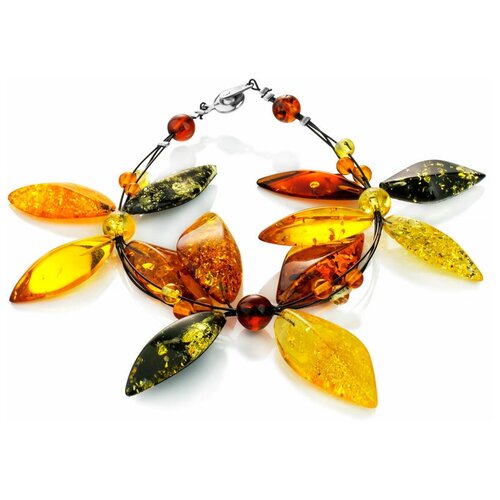 фото Amberholl яркий браслет из натурального цельного янтаря на струне «первоцвет»