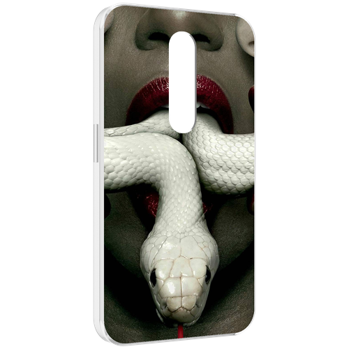 Чехол MyPads белая-змея для Motorola Moto X Force (XT1585 / XT1581) задняя-панель-накладка-бампер